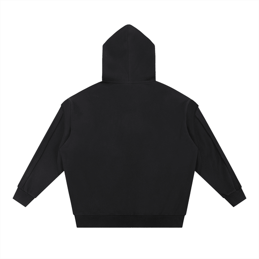 Contrast Tape Raw Edge Double Layered Hoodie - | 234 Collectives