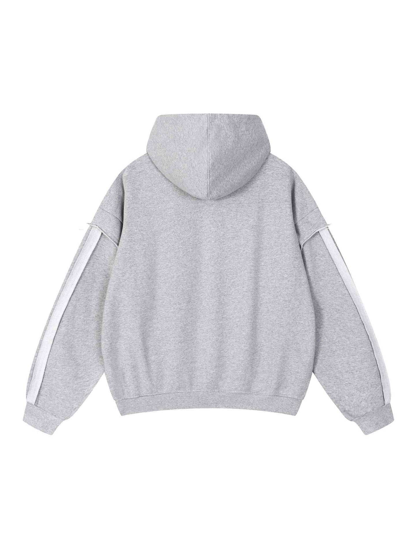 Contrast Tape Raw Edge Double Layered Zip Hoodie