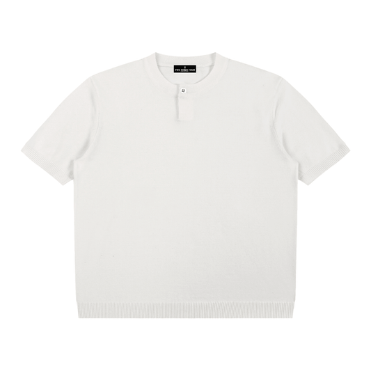 Cotton Knit Short Sleeve Henley T-Shirt - | 234 Collectives
