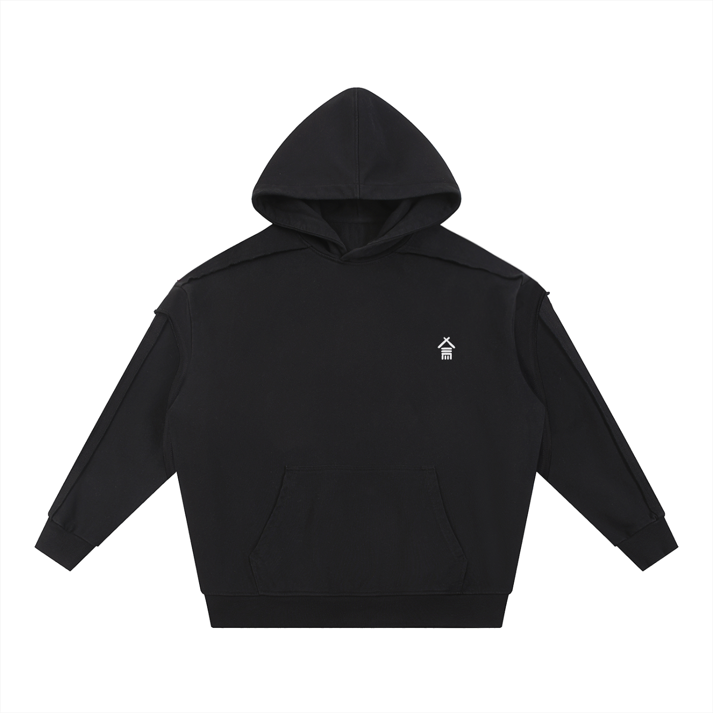 Contrast Tape Raw Edge Double Layered Hoodie