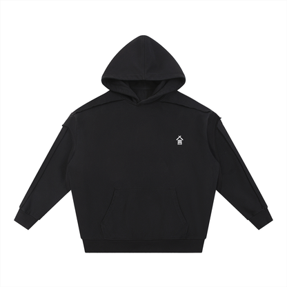 Contrast Tape Raw Edge Double Layered Hoodie