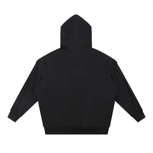 Contrast Tape Raw Edge Double Layered Hoodie