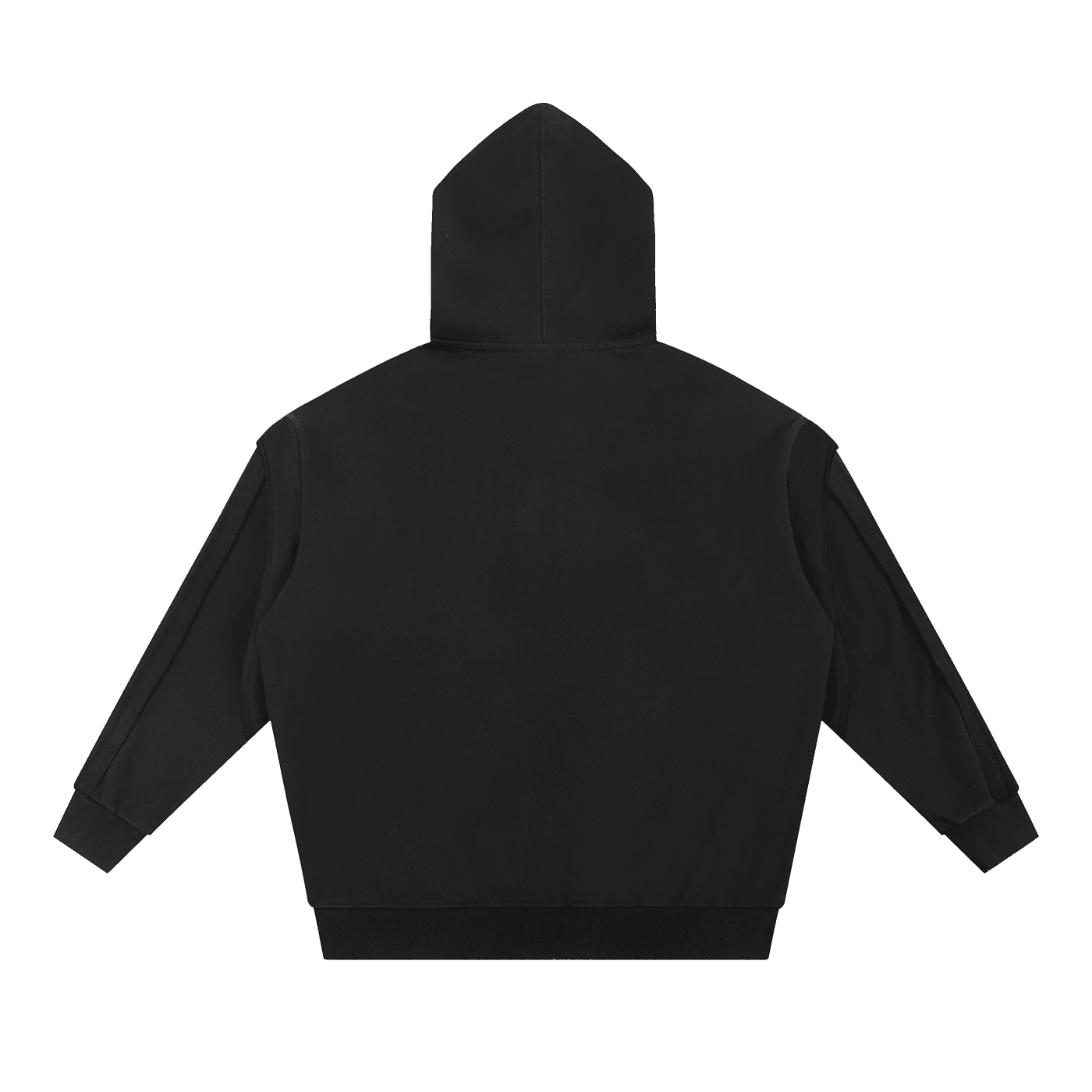 Contrast Tape Raw Edge Double Layered Zip Hoodie - | 234 Collectives