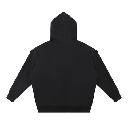 Contrast Tape Raw Edge Double Layered Zip Hoodie - | 234 Collectives