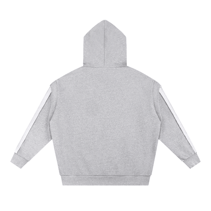 Contrast Tape Raw Edge Double Layered Zip Hoodie - | 234 Collectives