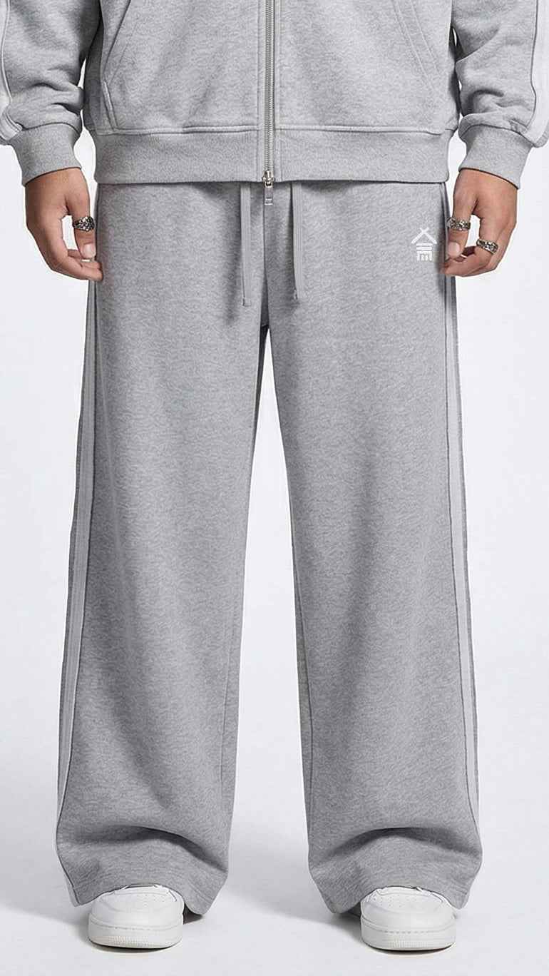 Contrast Tape Wide-Leg Sweatpants