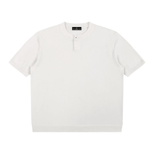Cotton Knit Short Sleeve Henley T-Shirt - | 234 Collectives