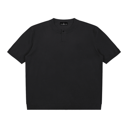 Cotton Knit Short Sleeve Henley T-Shirt - | 234 Collectives