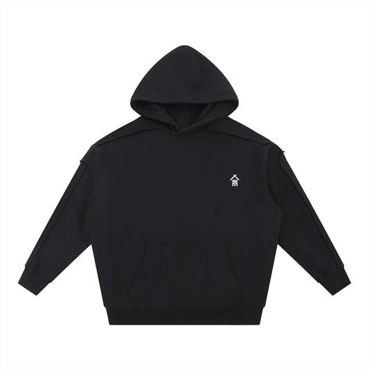Travellers Club Contrast Tape Raw Edge Double Layered Hoodie - | 234 Collectives