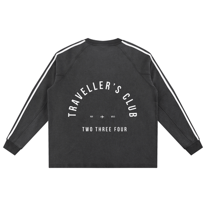 Traveller's Club Snow Washed Contrast Tape Sweatshirt - | 234 Collectives