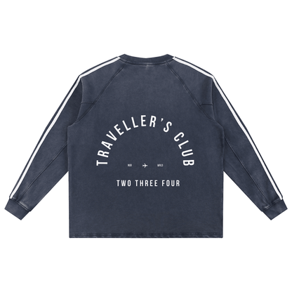 Traveller's Club Snow Washed Contrast Tape Sweatshirt - | 234 Collectives