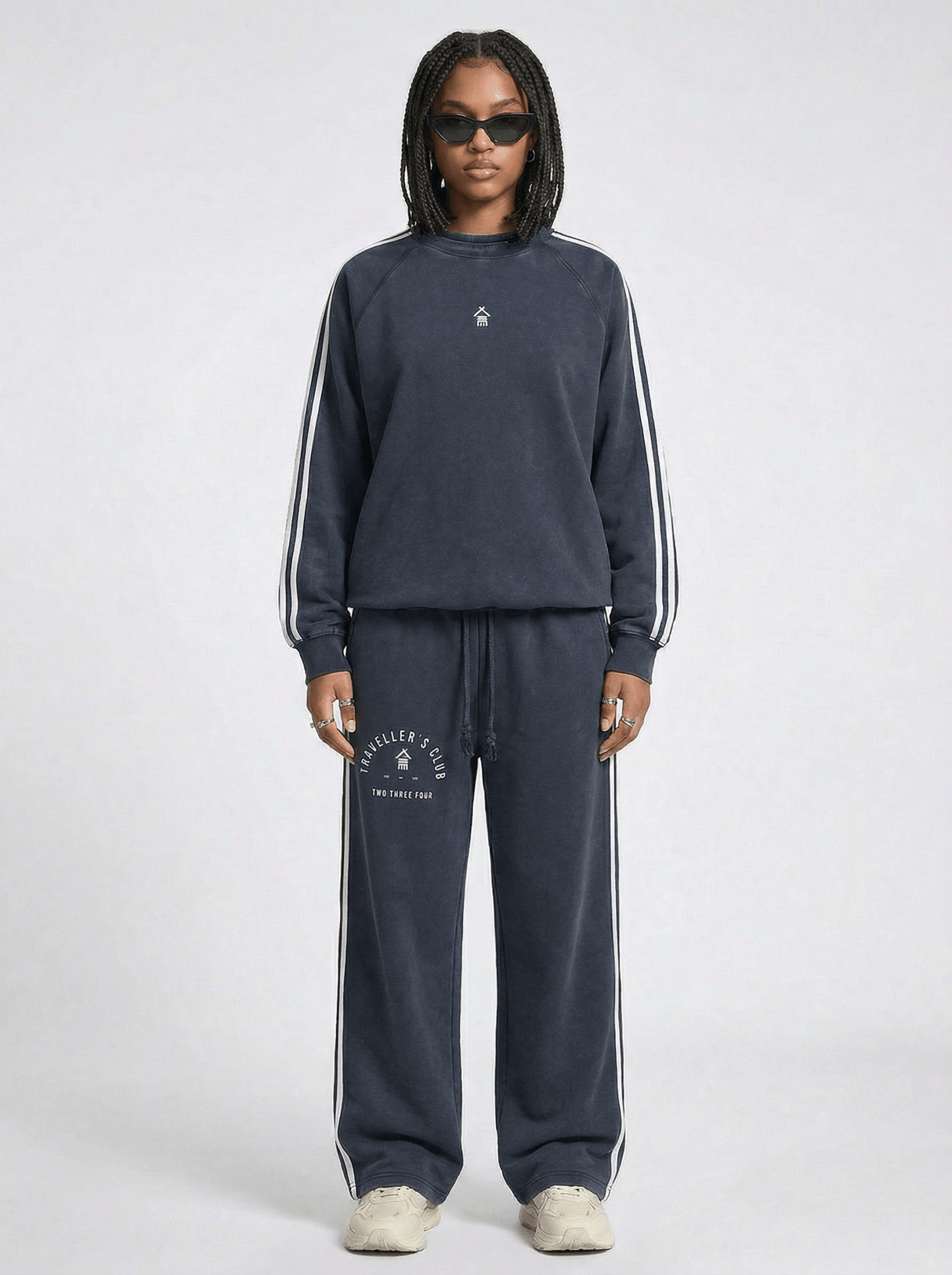 Traveller's Club Snow Washed Contrast Tape Sweatshirt - | 234 Collectives