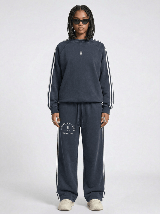 Traveller's Club Snow Washed Contrast Tape Sweatshirt - | 234 Collectives